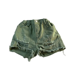 Girls Jean Shorts Green Adjustable Waist Destroyed Size 7
